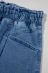 Drawstring Elastic Waistband Pocket Detail Denim Shorts