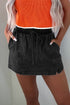 Drawstring Elastic Waistband Pocketed Solid Casual Denim Shorts