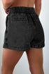 Drawstring Elastic Waistband Pocketed Solid Casual Denim Shorts