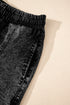 Drawstring Elastic Waistband Pocketed Solid Casual Denim Shorts