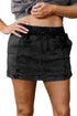 Drawstring Elastic Waistband Pocketed Solid Casual Denim Shorts