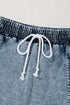 Drawstring Elastic Waistband Pocketed Solid Casual Denim Shorts