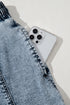 Drawstring Elastic Waistband Pocketed Solid Casual Denim Shorts