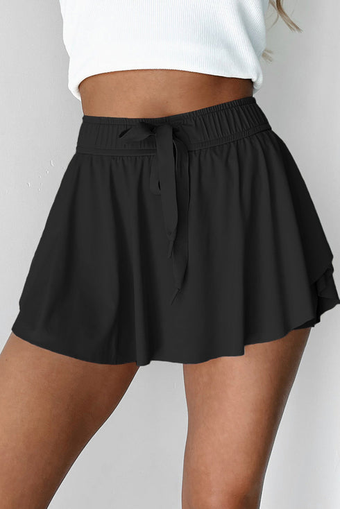 Drawstring High Waist Lined Tennis Skorts