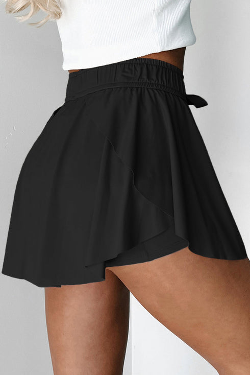 Drawstring High Waist Lined Tennis Skorts