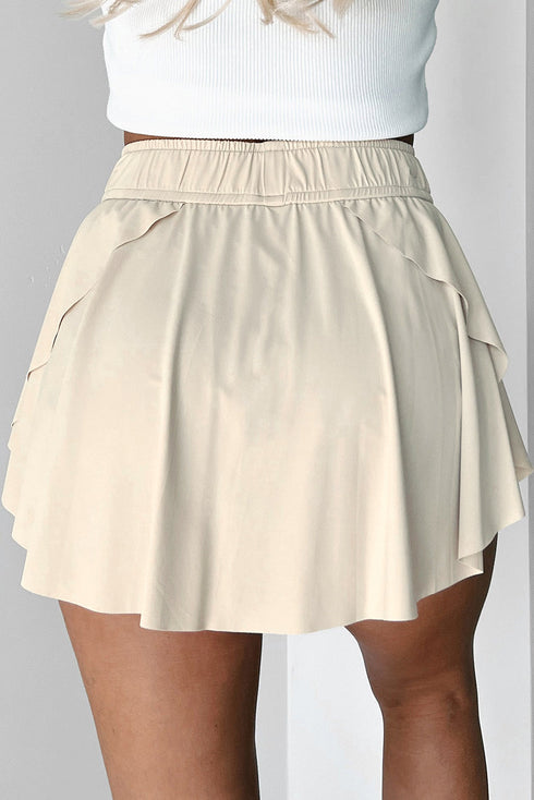 Drawstring High Waist Lined Tennis Skorts