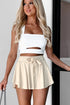 Drawstring High Waist Lined Tennis Skorts