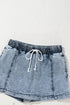 Drawstring High Waist Pocketed Denim Shorts