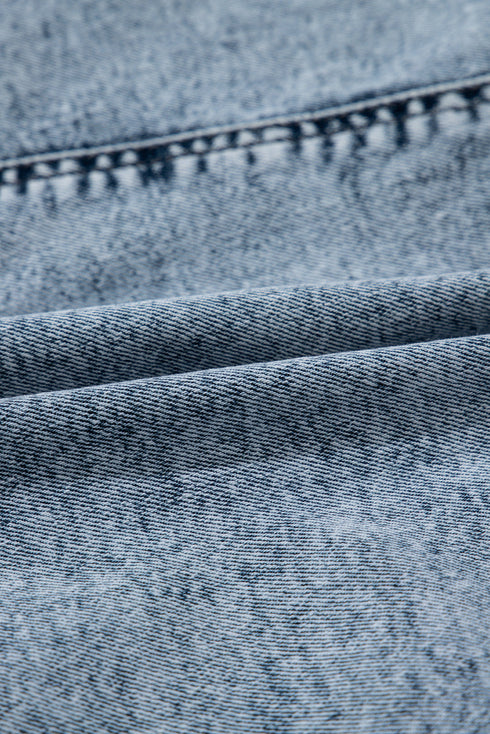 Drawstring High Waist Pocketed Denim Shorts