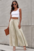 Drawstring Smocked High Waist Wide Leg Pants