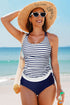 Drawstring Tummy Control Mix-and-match 2pcs Tankini Swimsuit