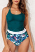 Drawstring Tummy Control Mix-and-match 2pcs Tankini Swimsuit