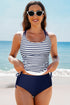 Drawstring Tummy Control Mix-and-match 2pcs Tankini Swimsuit