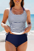 Drawstring Tummy Control Mix-and-match 2pcs Tankini Swimsuit