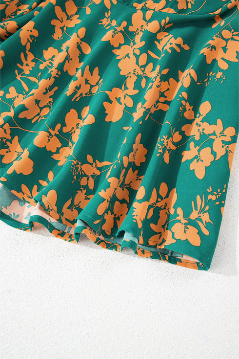 Drawstring Tunic Flowy Short Floral Dresses