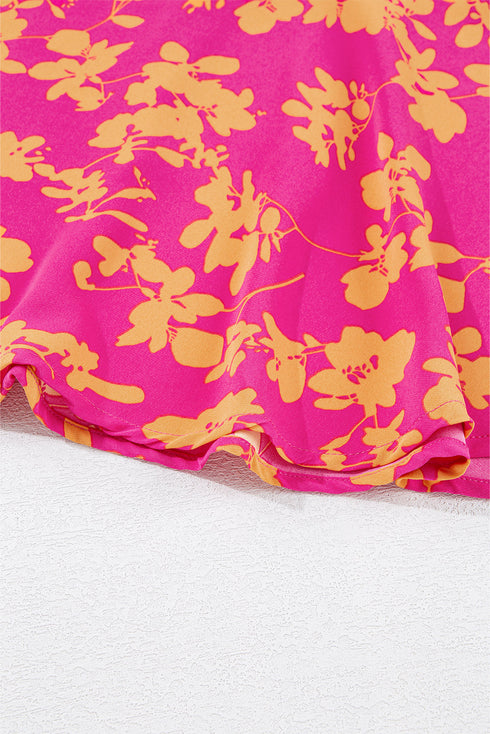 Drawstring Tunic Flowy Short Floral Dresses