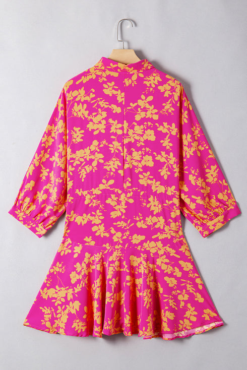 Drawstring Tunic Flowy Short Floral Dresses