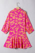 Drawstring Tunic Flowy Short Floral Dresses