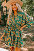 Drawstring Tunic Flowy Short Floral Dresses