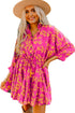 Drawstring Tunic Flowy Short Floral Dresses