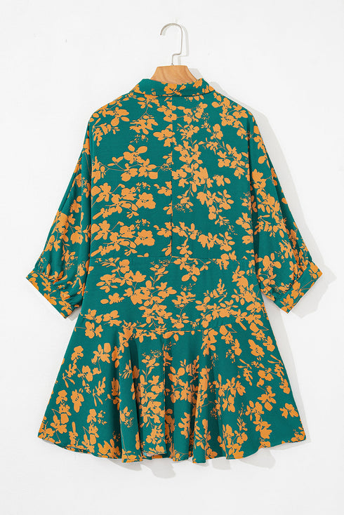 Drawstring Tunic Flowy Short Floral Dresses