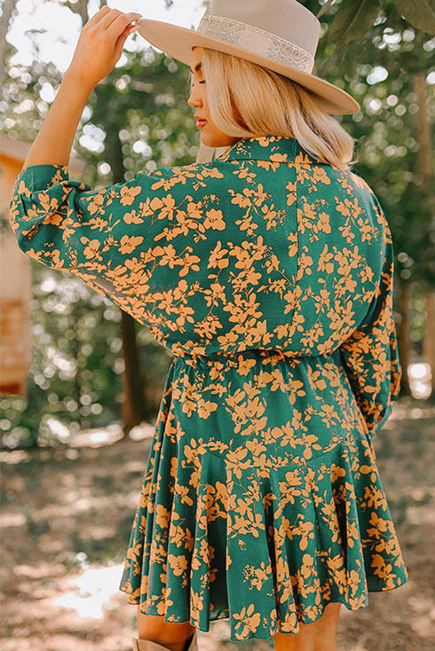 Drawstring Tunic Flowy Short Floral Dresses