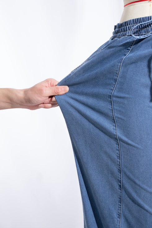 Drawstring Waist Soft Lyocell Relaxed Wide Leg Denim Jeans