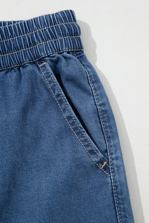 Drawstring Waist Soft Lyocell Relaxed Wide Leg Denim Jeans