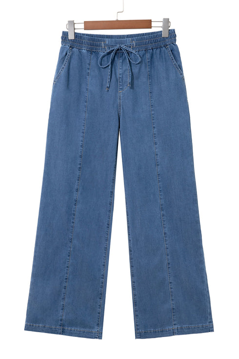 Drawstring Waist Soft Lyocell Relaxed Wide Leg Denim Jeans
