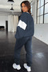 Drop Shoulder Colorblock Crewneck Jogger Activewear Set