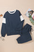 Drop Shoulder Colorblock Crewneck Jogger Activewear Set
