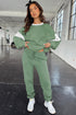 Drop Shoulder Colorblock Crewneck Jogger Activewear Set