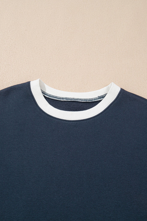 Drop Shoulder Colorblock Crewneck Jogger Activewear Set