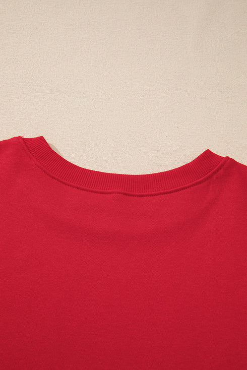 Drop Shoulder Crew Neck Solid Pullover Sweatshirt