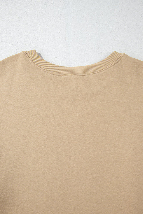 Drop Shoulder Crew Neck Solid Pullover Sweatshirt