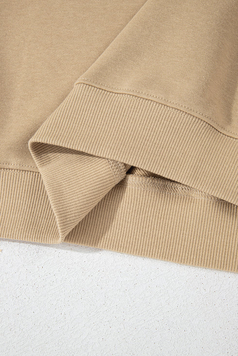 Drop Shoulder Crew Neck Solid Pullover Sweatshirt