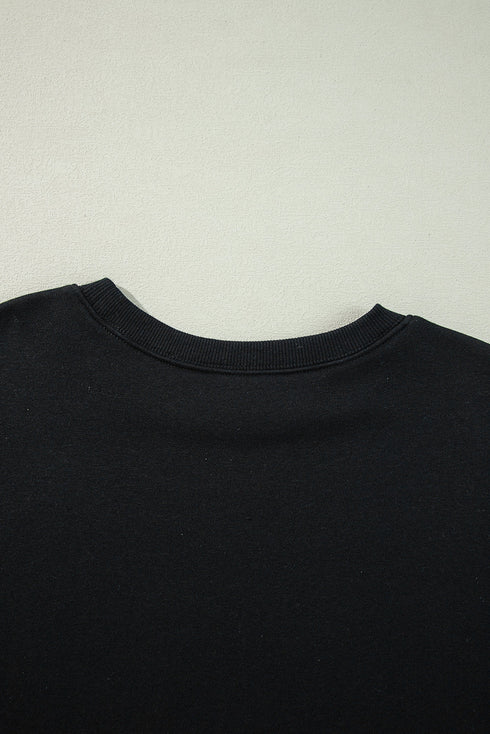 Drop Shoulder Crew Neck Solid Pullover Sweatshirt