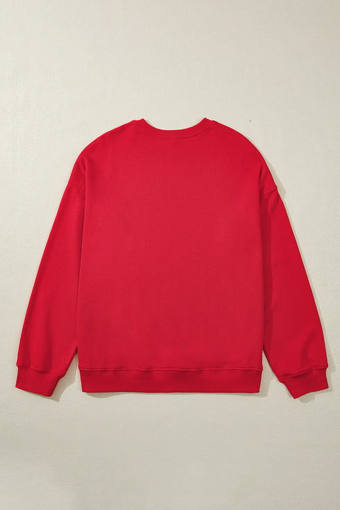 Drop Shoulder Crew Neck Solid Pullover Sweatshirt