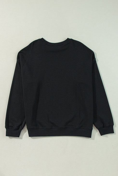 Drop Shoulder Crew Neck Solid Pullover Sweatshirt
