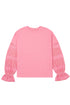 Drop Shoulder Crochet Sleeve Ruffle Cuff Top