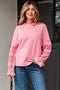 Drop Shoulder Crochet Sleeve Ruffle Cuff Top