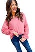 Drop Shoulder Crochet Sleeve Ruffle Cuff Top