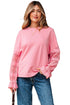 Drop Shoulder Crochet Sleeve Ruffle Cuff Top