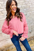 Drop Shoulder Crochet Sleeve Ruffle Cuff Top