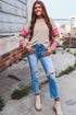 Drop Shoulder Exposed Seam Textured Sleeve Knit Sweater