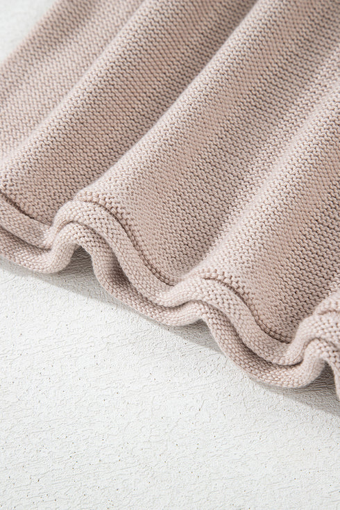 Drop Shoulder Exposed Seam Textured Sleeve Knit Sweater