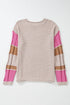 Drop Shoulder Exposed Seam Textured Sleeve Knit Sweater