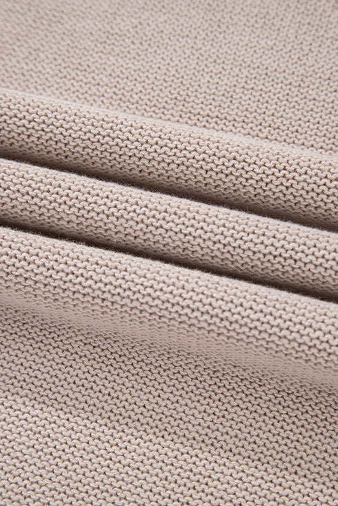 Drop Shoulder Exposed Seam Textured Sleeve Knit Sweater