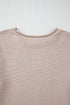 Drop Shoulder Exposed Seam Textured Sleeve Knit Sweater