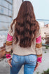 Drop Shoulder Exposed Seam Textured Sleeve Knit Sweater
